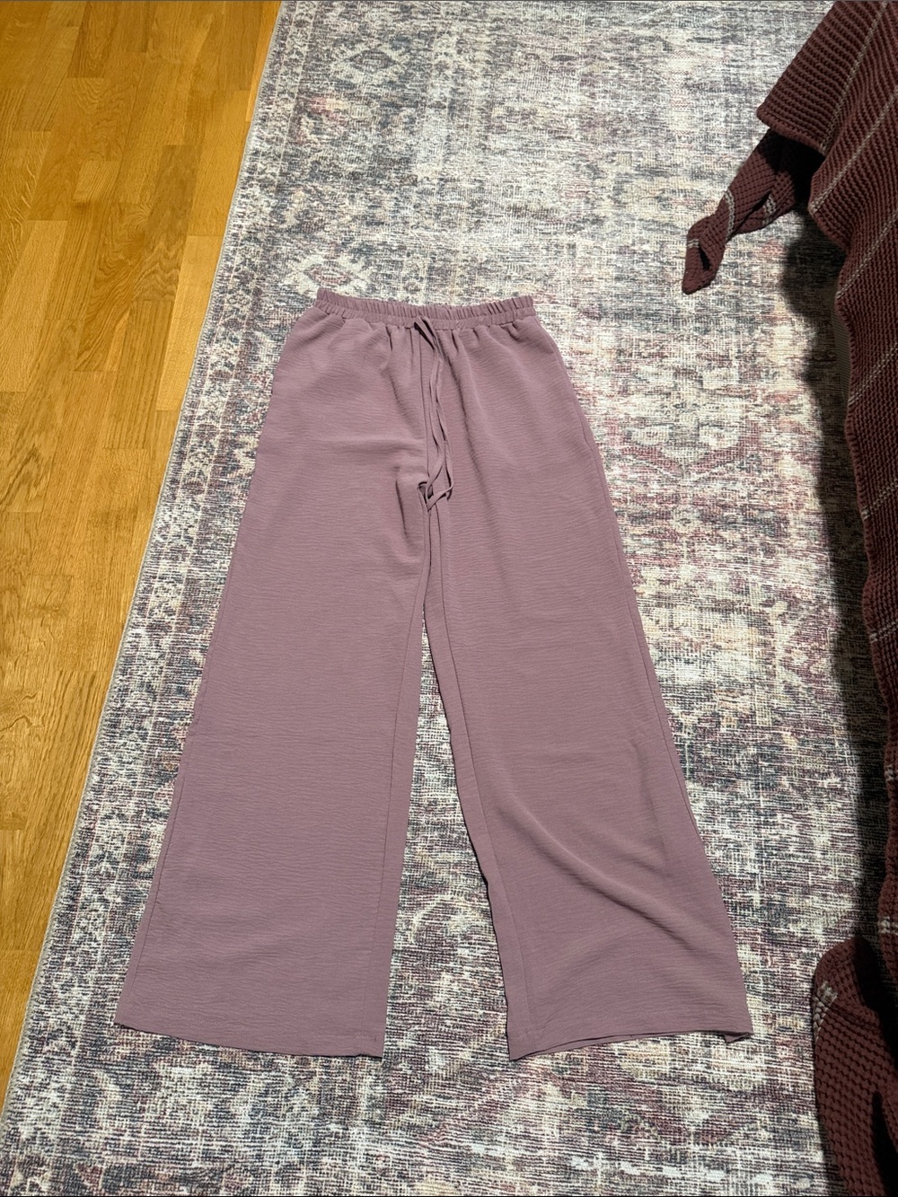 SHEIN Mauve Wide Leg Drawstring Pants